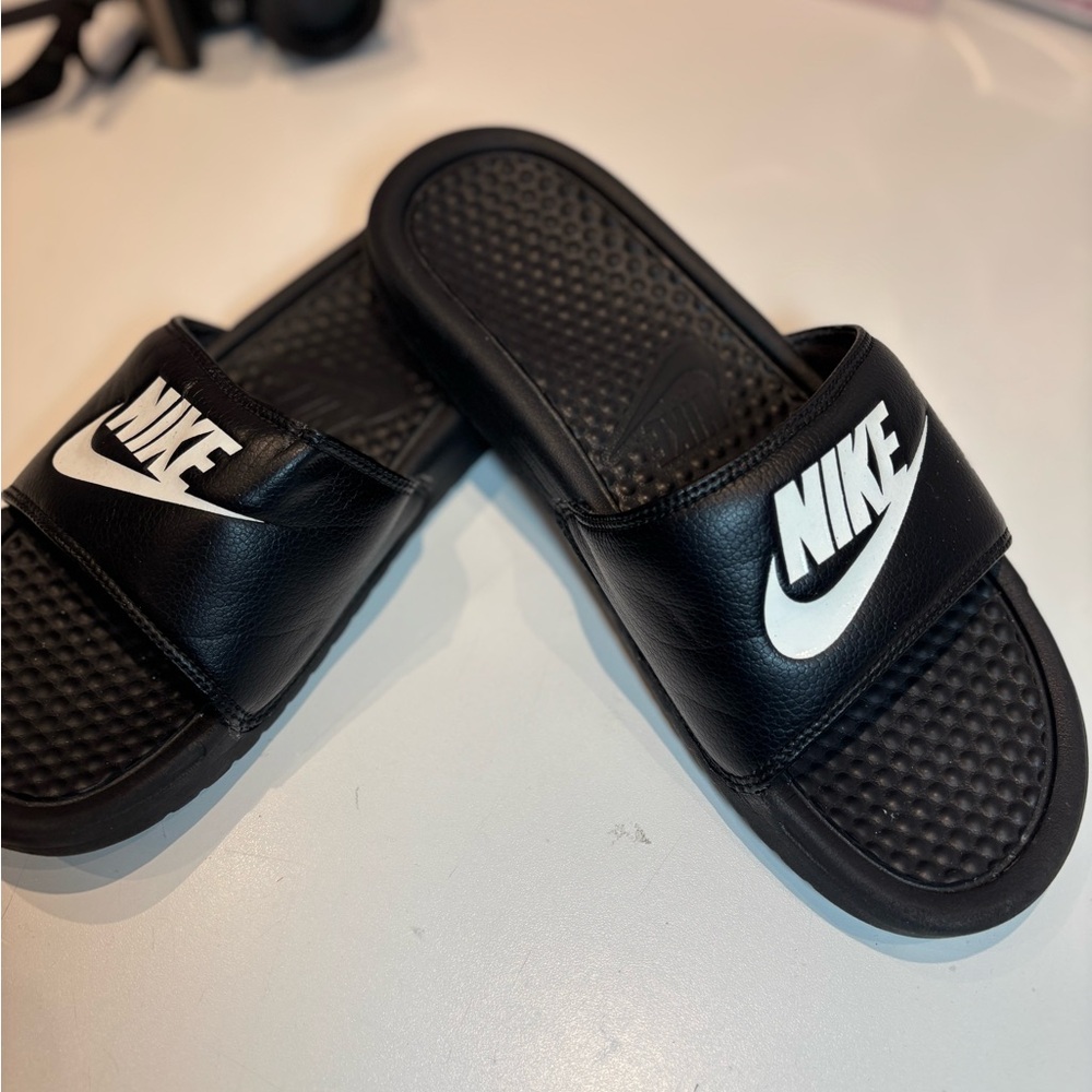 Nike Black and White Slide Sandals